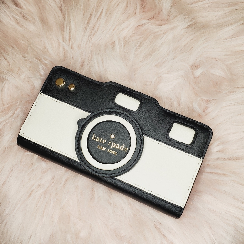 NWT KATE SPADE OH SNAP CAMERA LARGE SLIM BIFOLD WALLET $199 PARCHMENT MULTI - Picture 3 of 6